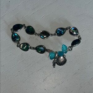 Elegant Silver and Blue Shell Bracelet